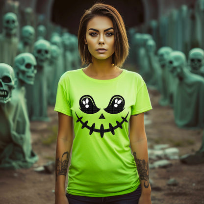 Ghost Pumpkin Face BLACK - DTF Transfer