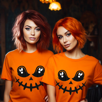 Ghost Pumpkin Face BLACK - DTF Transfer