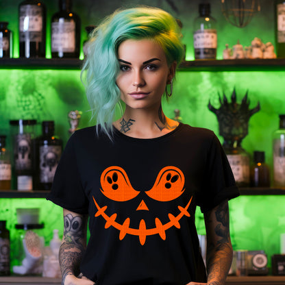 Ghost Pumpkin Face ORANGE - DTF Transfer