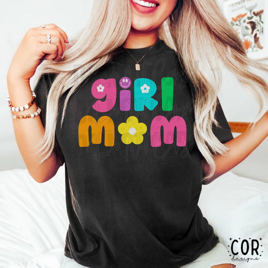 Girl Mom Flowers And Smiley Face Letters