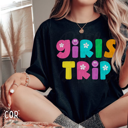 Girls Trip Flowers And Smiley Face Letters