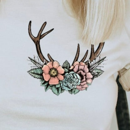 Antler Floral Tis The Season Goodbye Husband POCKET- DTF Transfer
