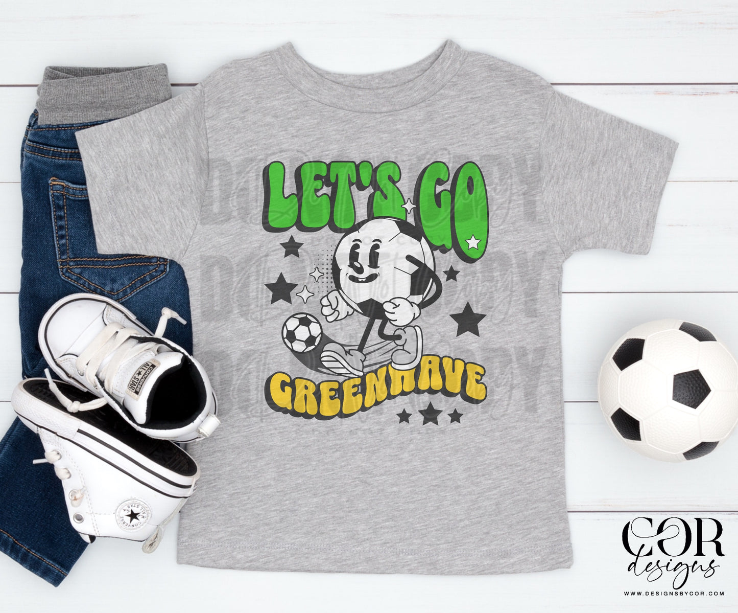 Lets Go Greenwave Green Yellow Soccer Ball