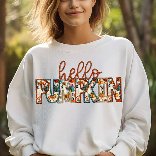 Hello Pumpkin Faux Embroidery