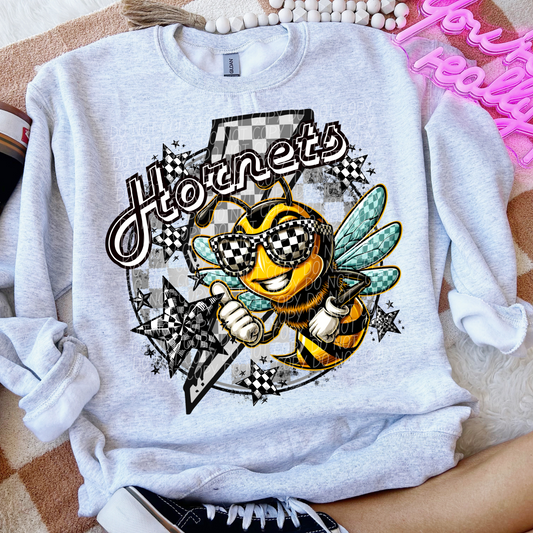 Hornets Checkered Lightning Bolt