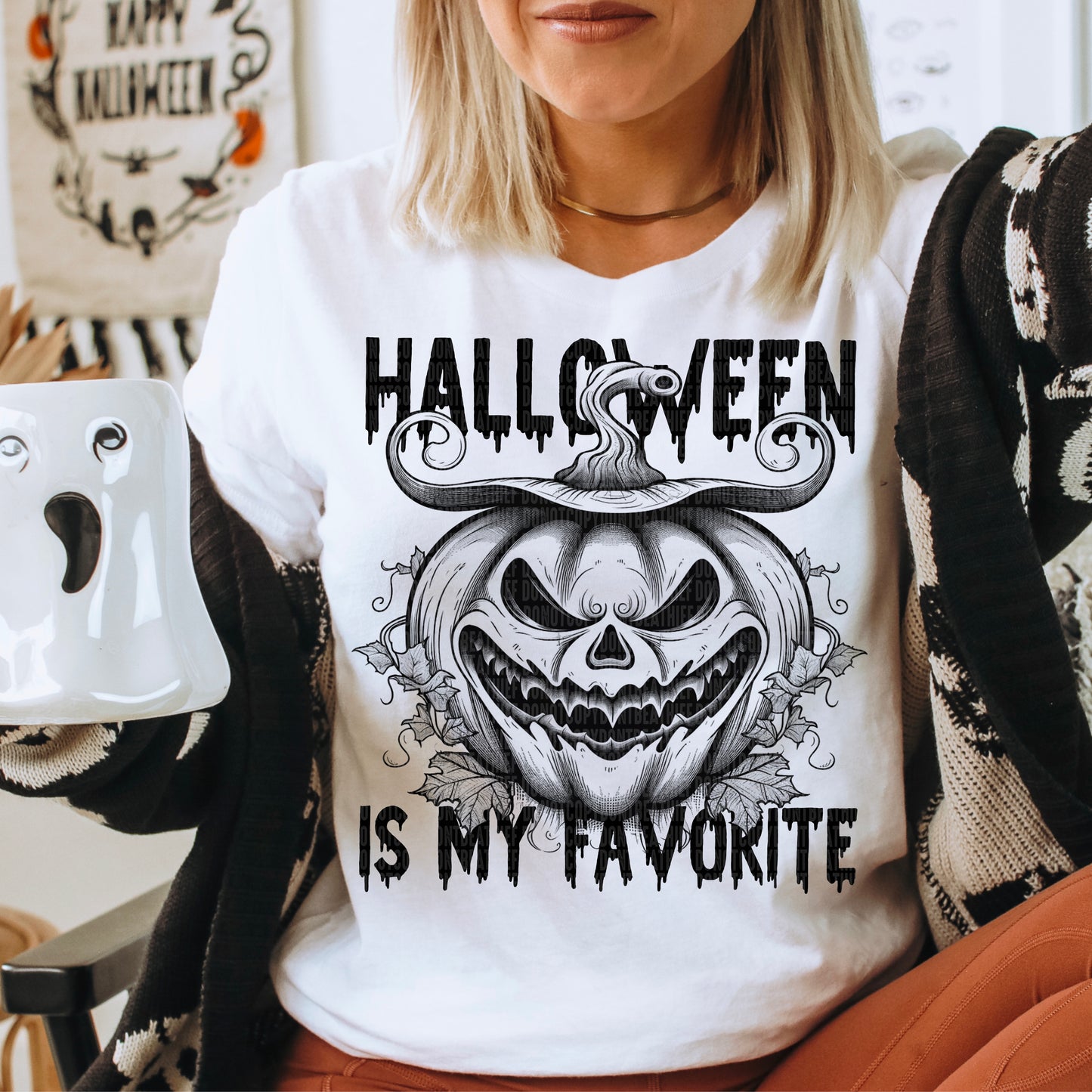 Halloween Is My Favorite Scary Pumpkin BLACK - DTF Transfer