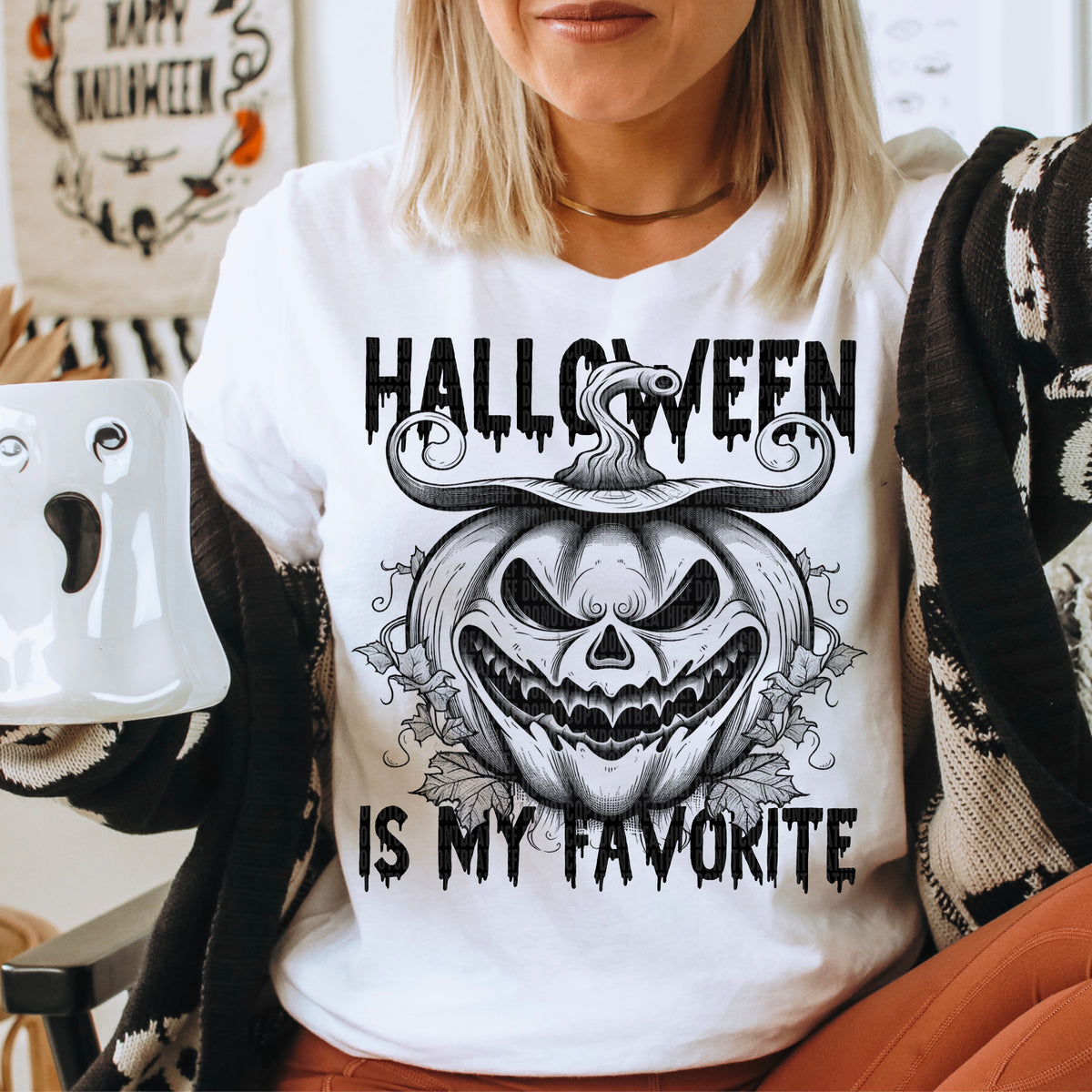 Halloween Is My Favorite Scary Pumpkin BLACK - DTF Transfer