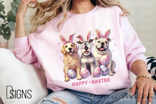 Happy Easter Dogs Pink