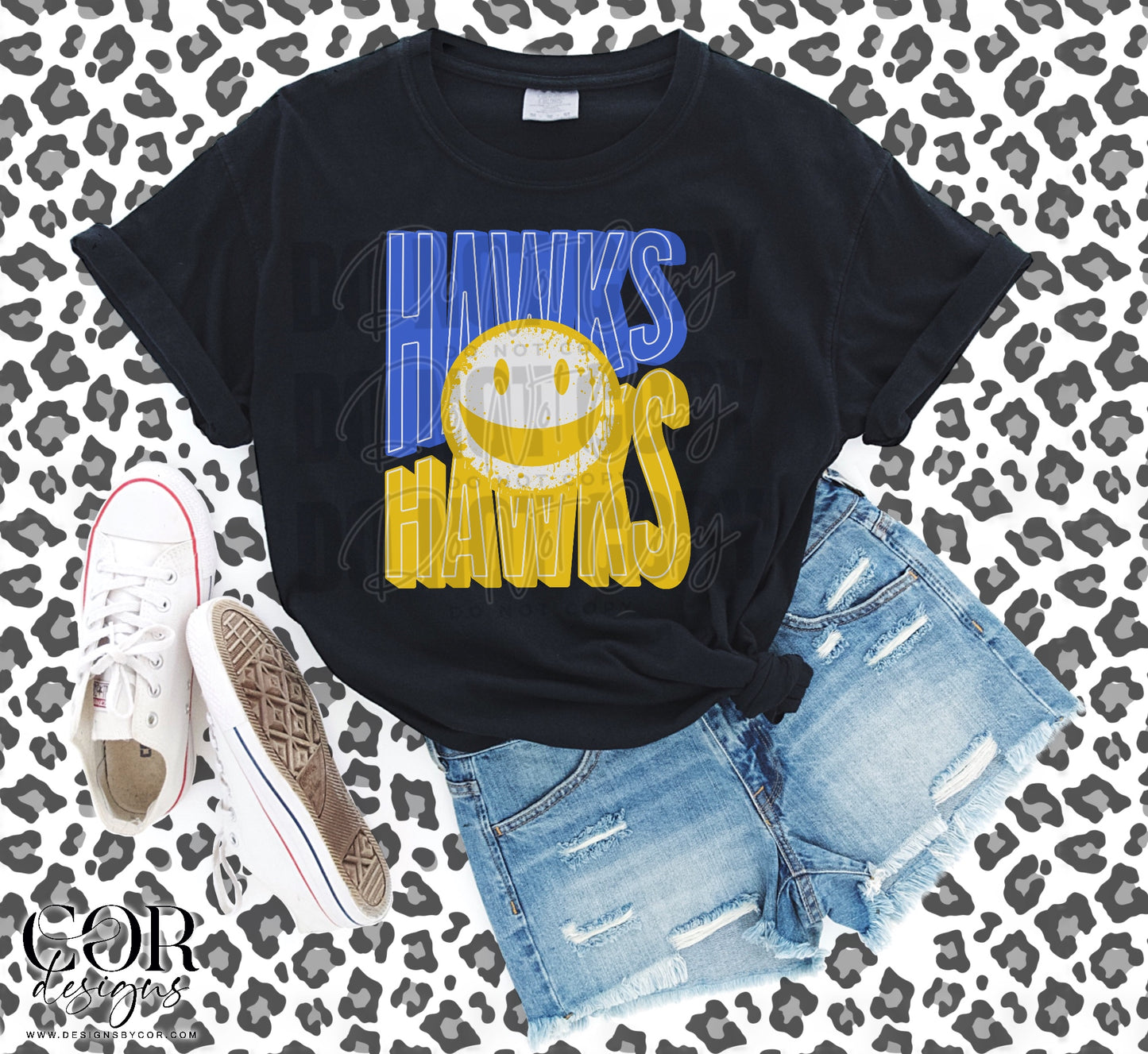 Hawks Blue And Yellow Smiley Face