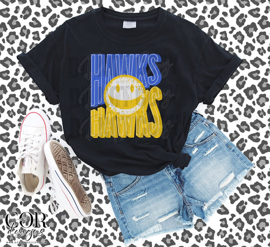 Hawks Blue And Yellow Smiley Face