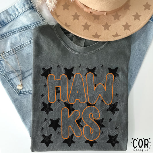 Hawks (orange/black stars)