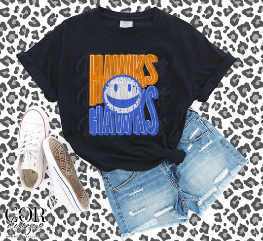 Hawks Orange And Blue Smiley Face