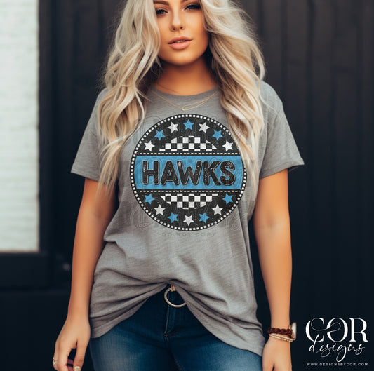 Hawks Light Blue And White Stars Circle