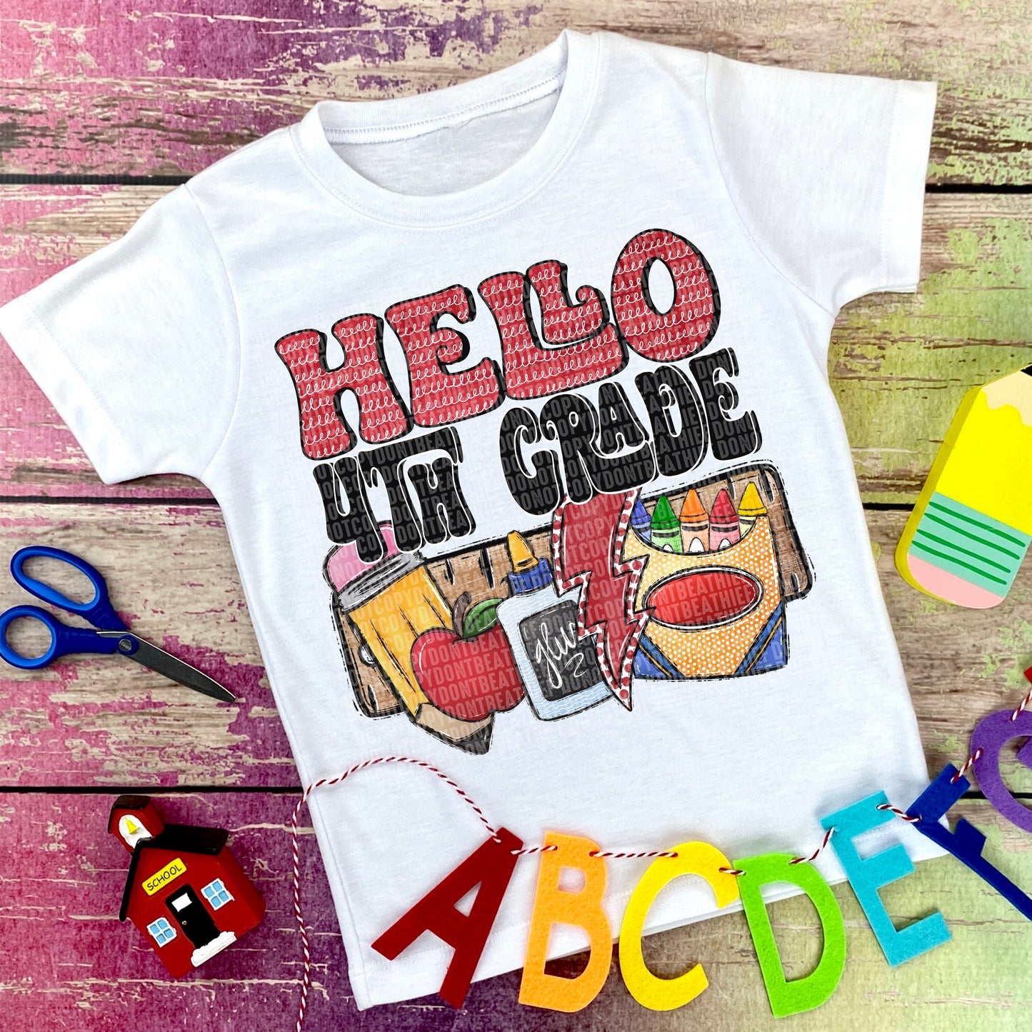 Hello Fourth Grade Supplies Bolt -DTF Print