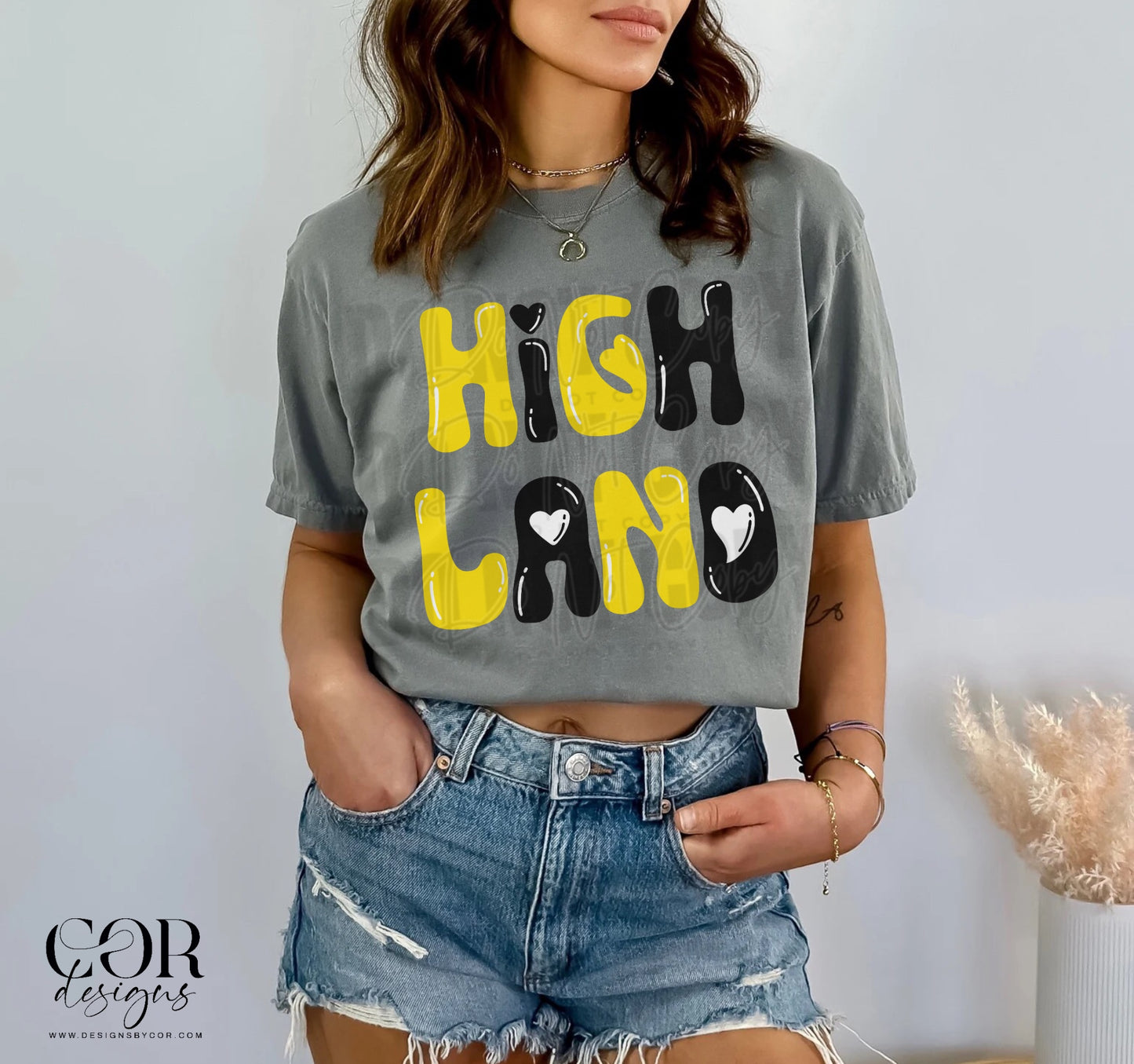 Highland Yellow And Black Heart Letters
