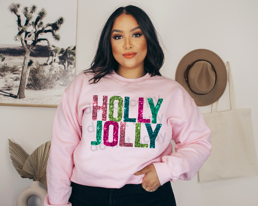 Faux Sequin Holly Jolly