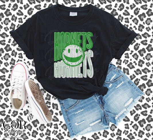 Hornets Green And White Smiley Face
