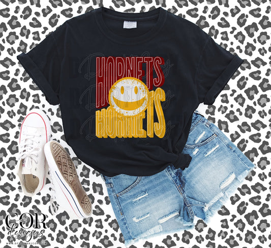 Hornets Maroon And Orange Smiley Face