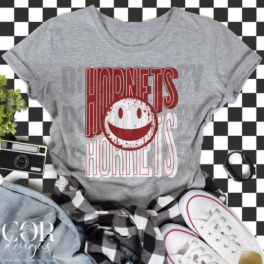 Hornets Red And White Smiley Face