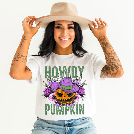 Howdy Pumpkin Purple Cowboy Hat - DTF Transfer