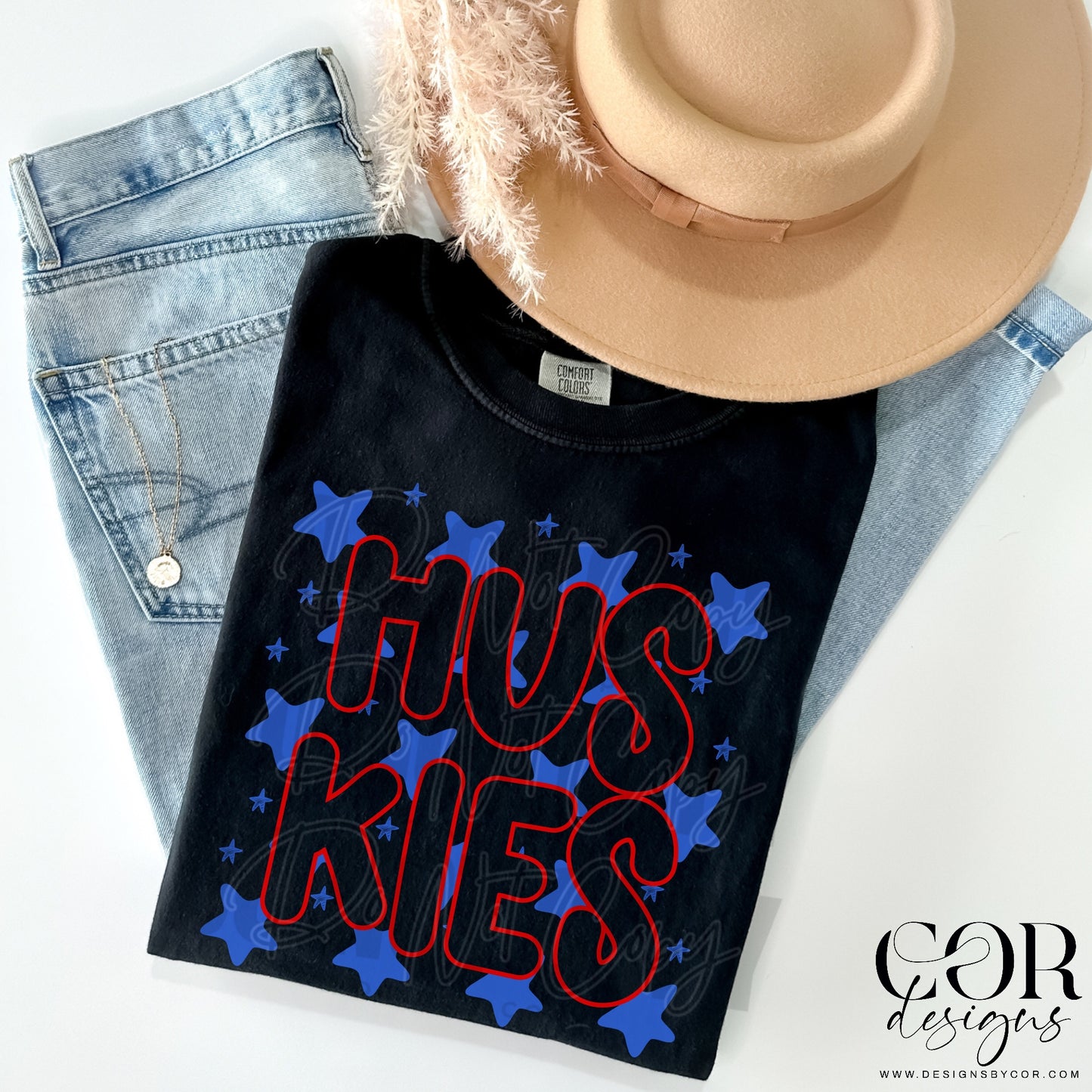 Huskies Royal Blue Stars Red Letters