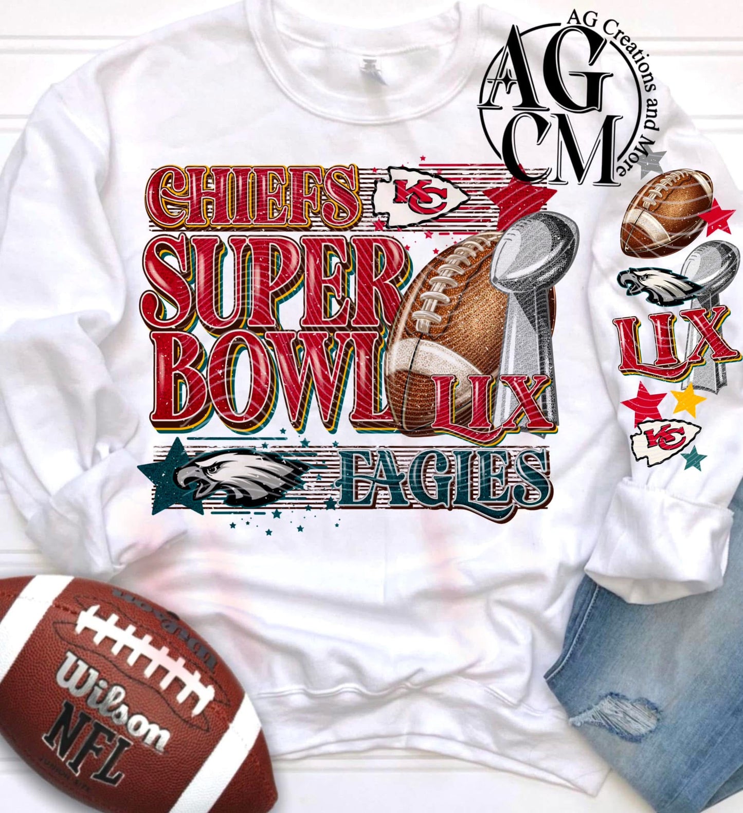 Chiefs Eagles Super Bowl LIX Red-Chest