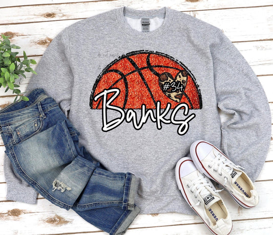 Personalized Basketball Faux Sequin