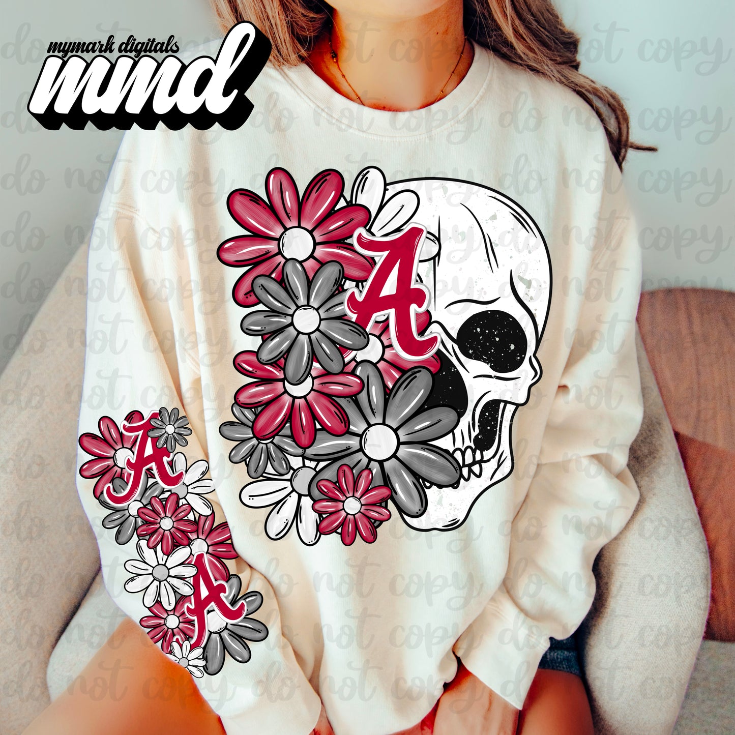 Floral Skull Alabama Crimson - CHEST