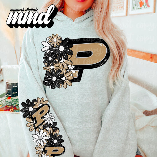 Floral Purdue Boilermakers - SLEEVE