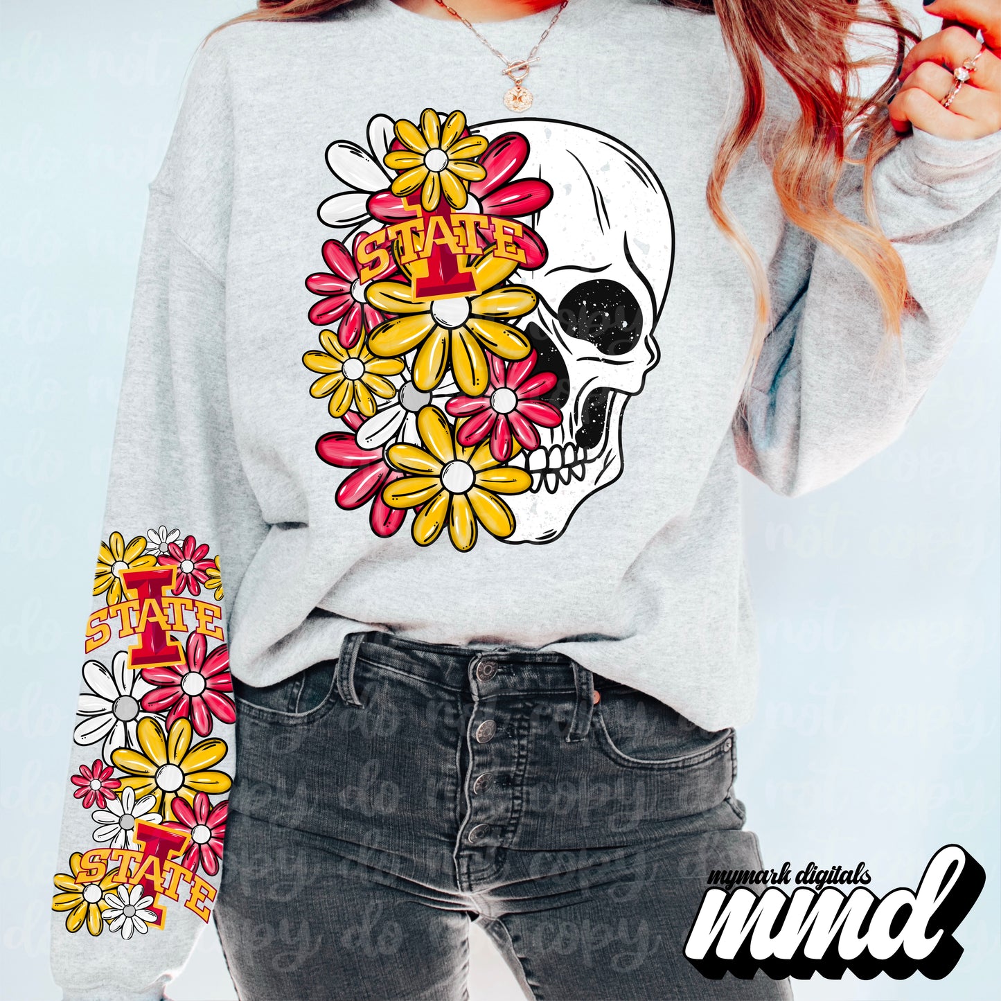 Floral Skull Iowa State - SLEEVE