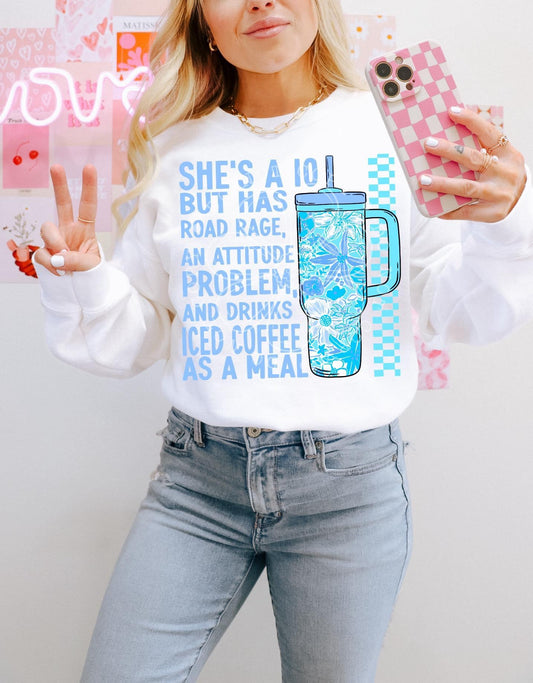 Iced Coffee as a meal-blue