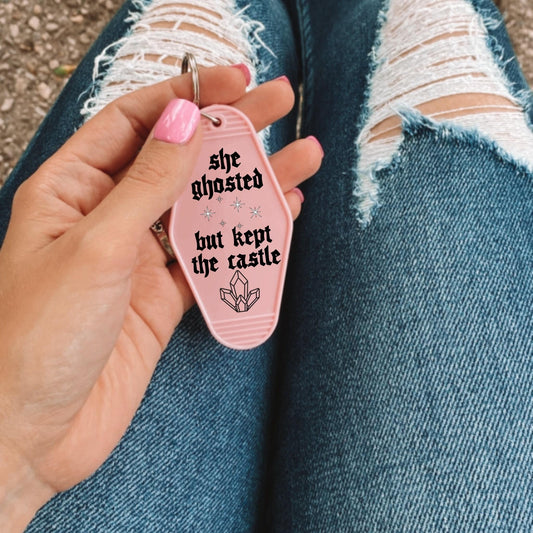 she ghosted but kept the castle - Motel keychain