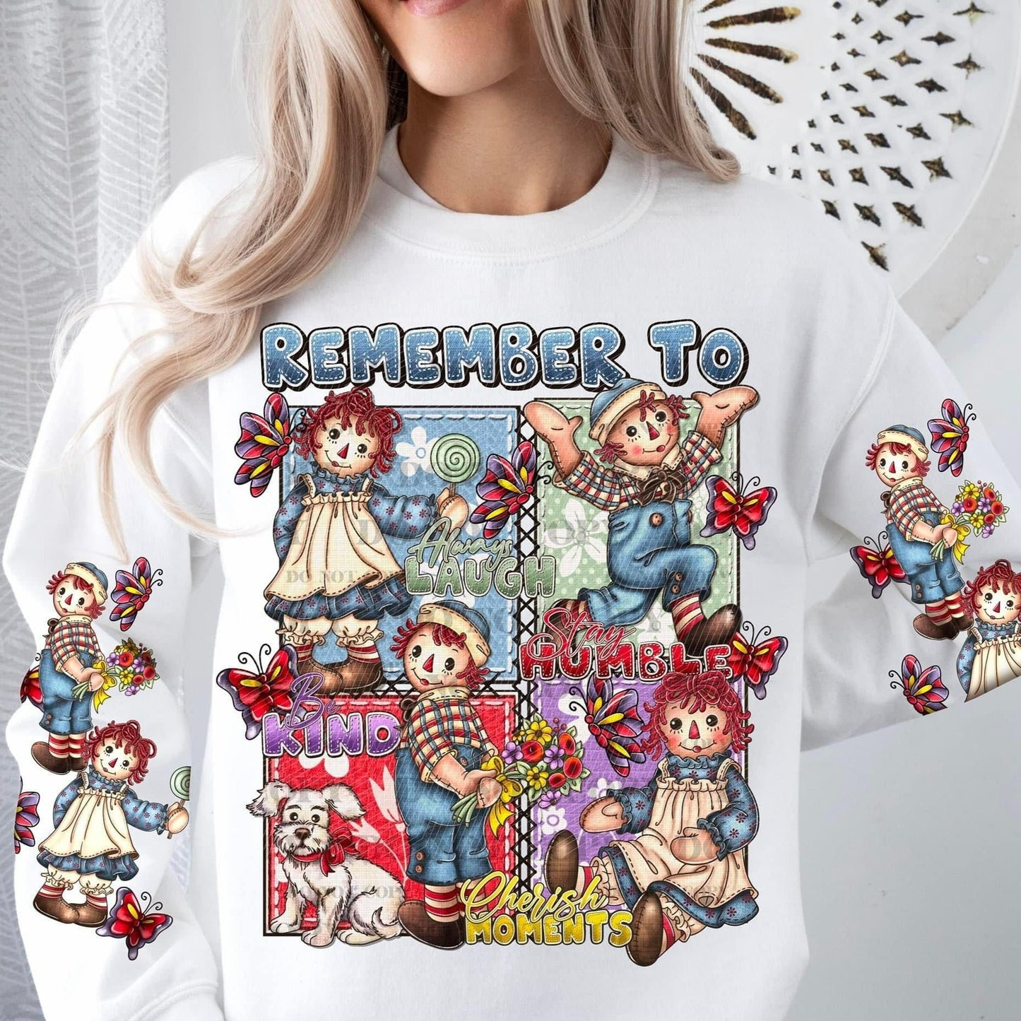 Remember To Raggedy Ann/Andy SLEEVE-DTF Transfer