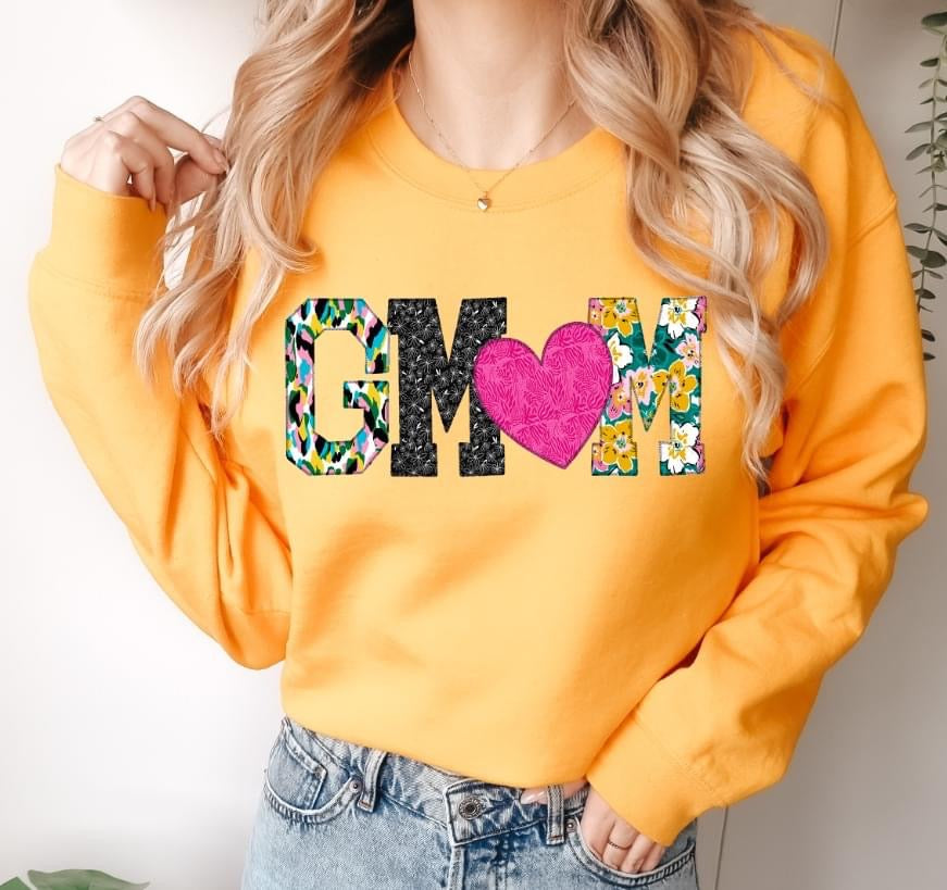 GMOM -HEART O (Mixed Print Letters) - DTF Transfer