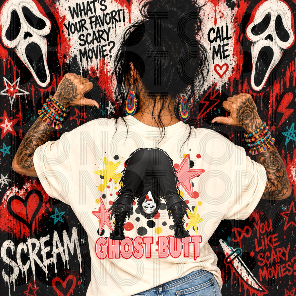 Ghost Butt Scream Red