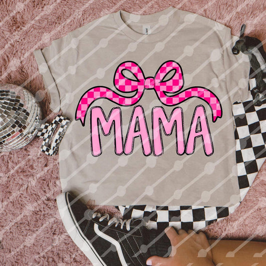 Mama Pink Checkered Bow