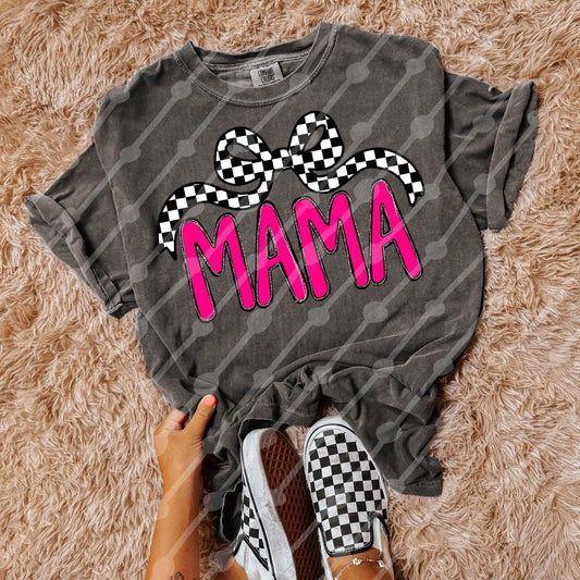 Mama b/w Checkered Bow