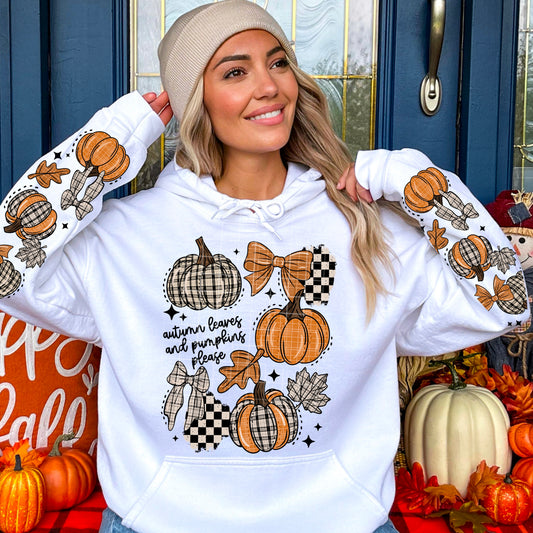 Autumn leaves and pumpkins please (front)