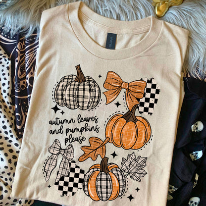 Autumn leaves and pumpkins please (front)