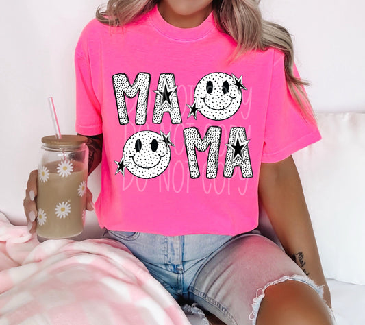 Mama w/smiley (bw dots)