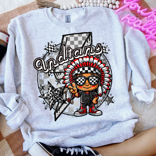 Indians Checkered Lightning Bolt