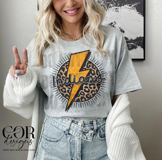 Indians Yellow Bolt Leopard