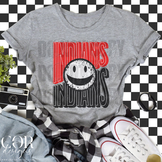Indians Red And Black Smiley Face