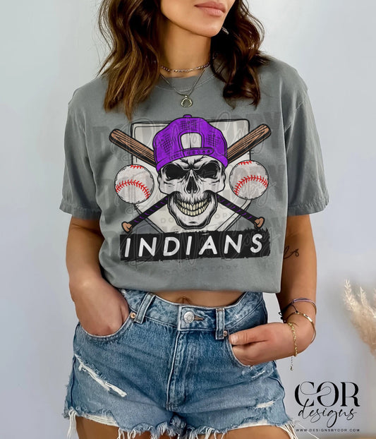 Indians Baseball With Skull