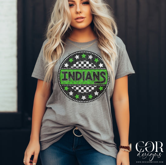 Indians Green And White Stars And Circle