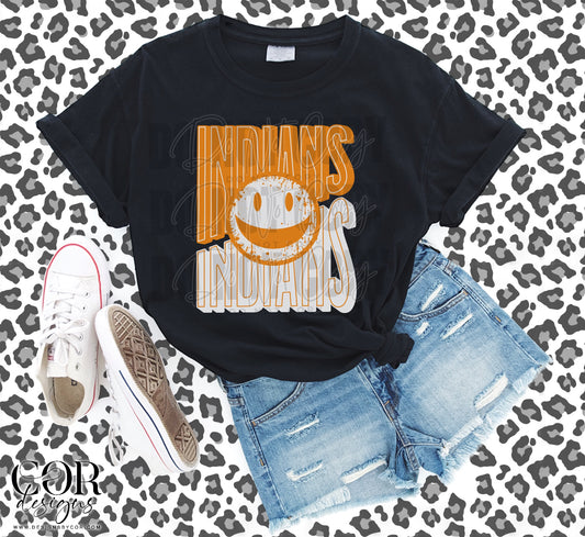 Indians Orange And White Smiley Face
