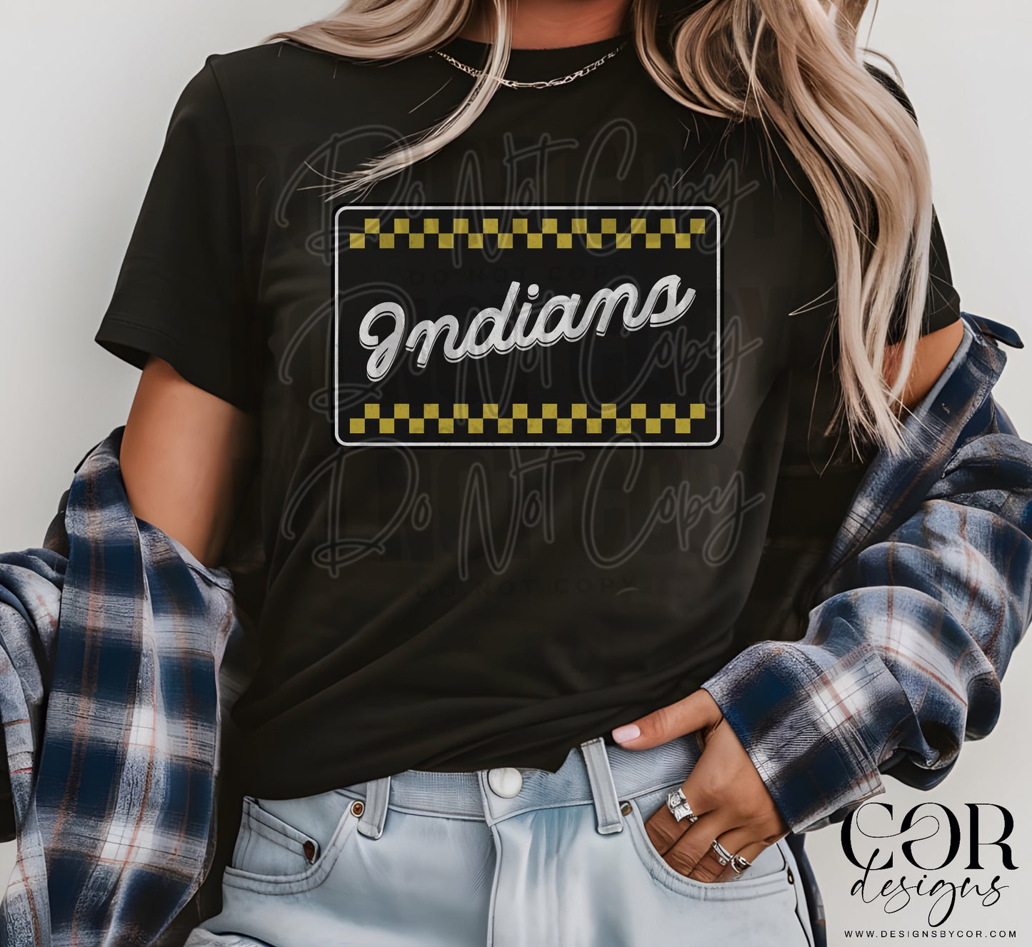 Indians Black And Gold Checkered