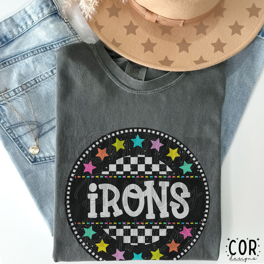 Irons Birds Colored Stars With Checkered Circle