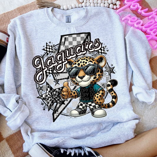 Jaguars Checkered Lightning Bolt