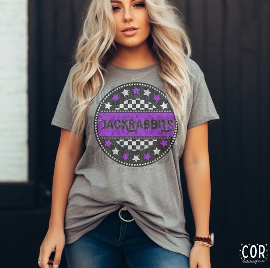Jackrabbits White And Purple Stars With Circle